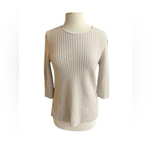 Eileen Fisher S cream merino wool ribbed sweater